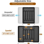 ukeetap Extra Large Expandable Silverware Organizer, BPA-Free Food-Safe Cutlery Flatware Organizer, Kitchen Utensil Drawer Organizer, Adjustable Silverware Holder for Spoons Forks Knives, Black