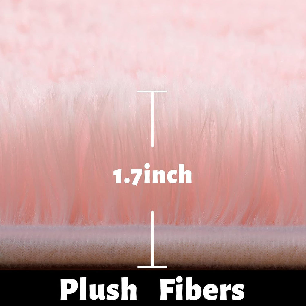 Light Pink Area Rugs for Bedroom Girls, Living Room Decor, Fluffy Fuzzy Plush Shag Rug 4x6 for Kids Room, Soft Cute Aesthetic Floor Fur Carpet for Baby, Toddler, Teen, Nursery, Preppy Dorm, Playroom