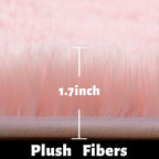 Light Pink Area Rugs for Bedroom Girls, Living Room Decor, Fluffy Fuzzy Plush Shag Rug 4x6 for Kids Room, Soft Cute Aesthetic Floor Fur Carpet for Baby, Toddler, Teen, Nursery, Preppy Dorm, Playroom