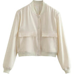 Womens Cropped Bomber Jacket Button Down Varsity Jackets Shackets With Pockets