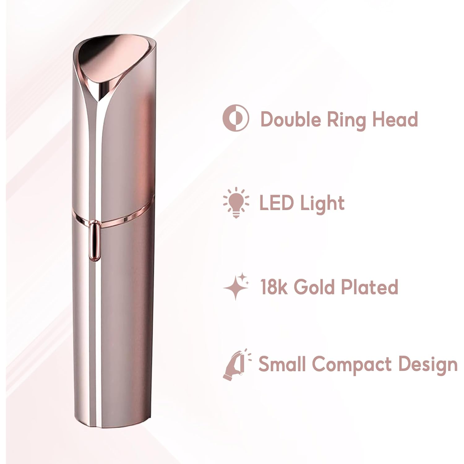 innobeaut Facial Hair Removal for Women, Electric Painless Facial Hair Remover for Face, Lip, Chin with USB Rechargeable and 2 Replacement Heads,Rose Gold