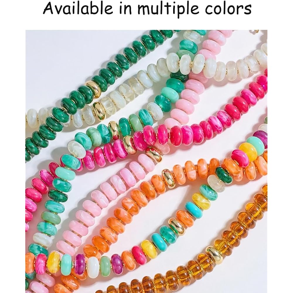 Mothers Day Gifts Chunky Beaded Choker Necklace for Women Statement Necklace with Gold Accent Adjustable Beach Summer Jewelry Trendy Boho Necklaces in Multiple Colors y2k Jewelry