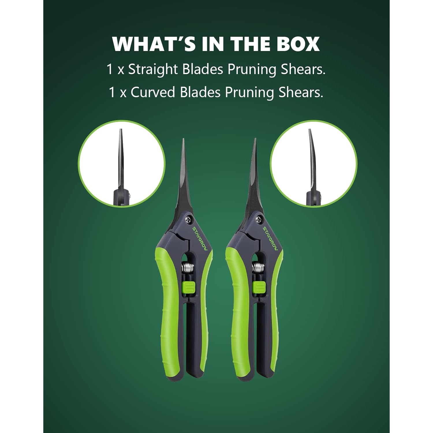 2Pcs 6.5" Pruning Shears For Gardening Ultra Sharp Garden Scissors | Plant Snips For Precise Cuts, Stainless Steel Bonsai Clippers With Spring Loaded, Garden Shears (1Pc Straight & 1Pc Curved)