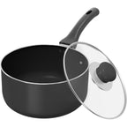 Utopia Kitchen 2 Quart Detachable Handle Nonstick Saucepan With Glass Lid, Multipurpose Use For Home, Kitchen Or Restaurant, Grey & Black