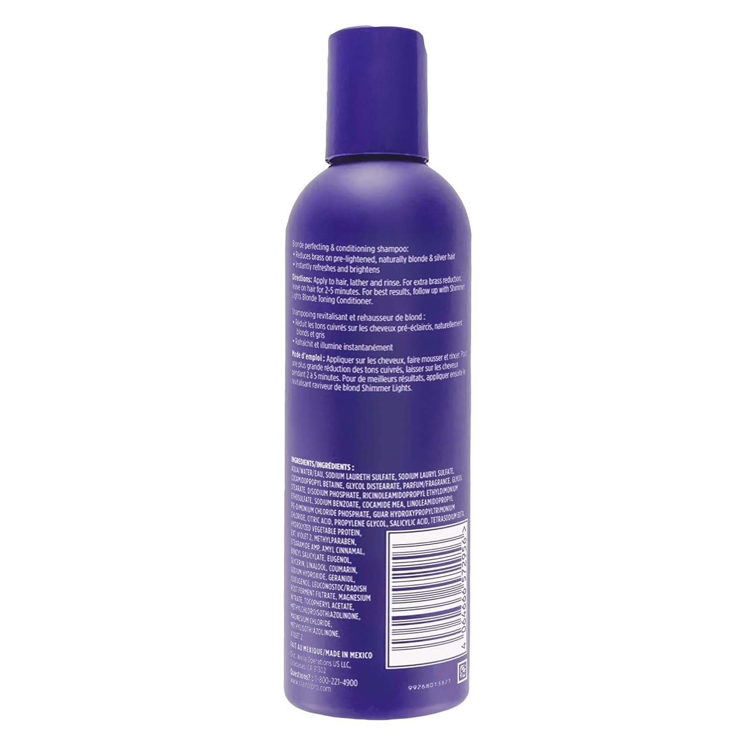 Clairol Professional Shimmer Lights Purple Shampoo| Neutralizes Brass & Yellow Tones | For Blonde, Silver, Gray & Highlighted Hair