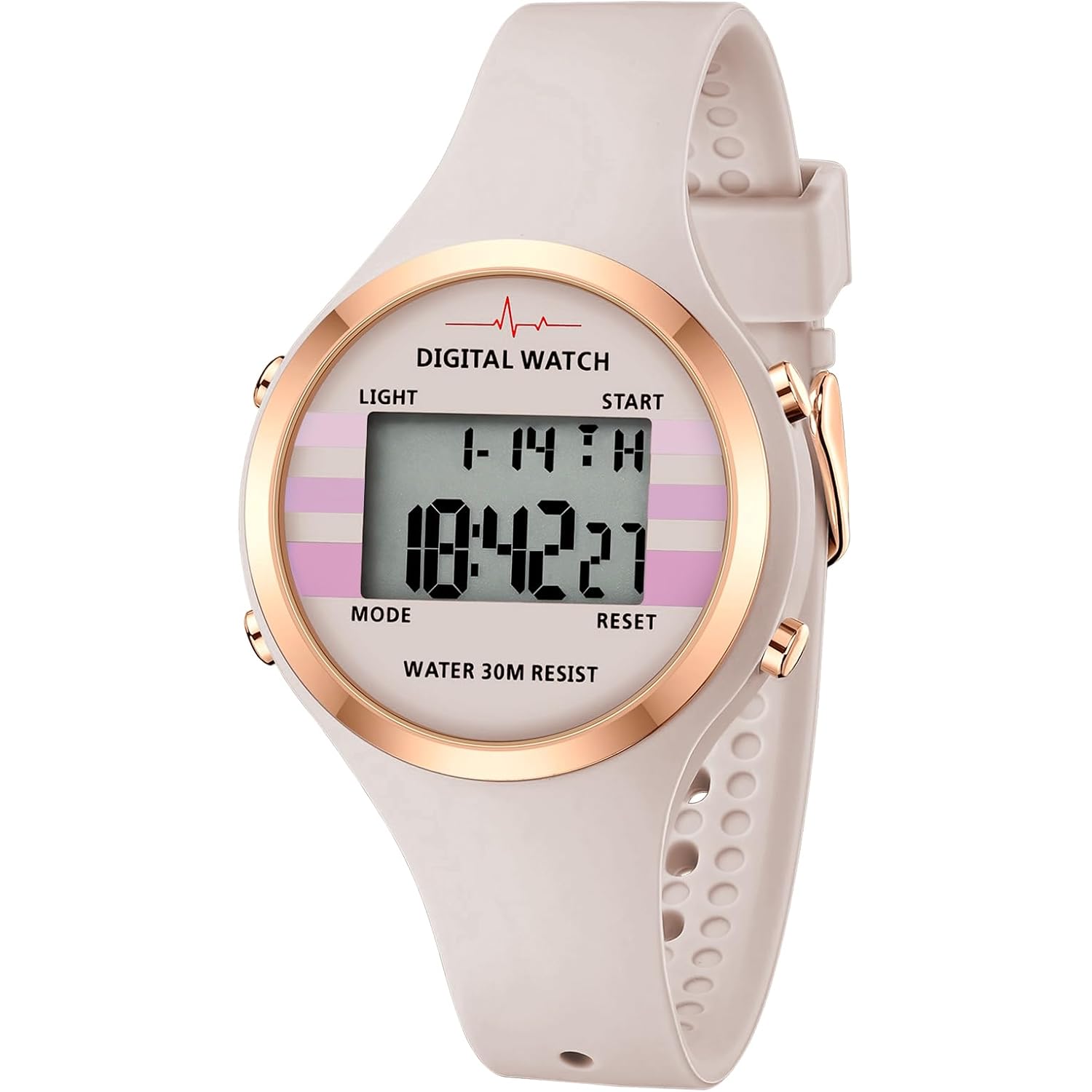 Bofan Waterproof Sports Women'S Digital Watch Chronograph Silicone Strap Watch