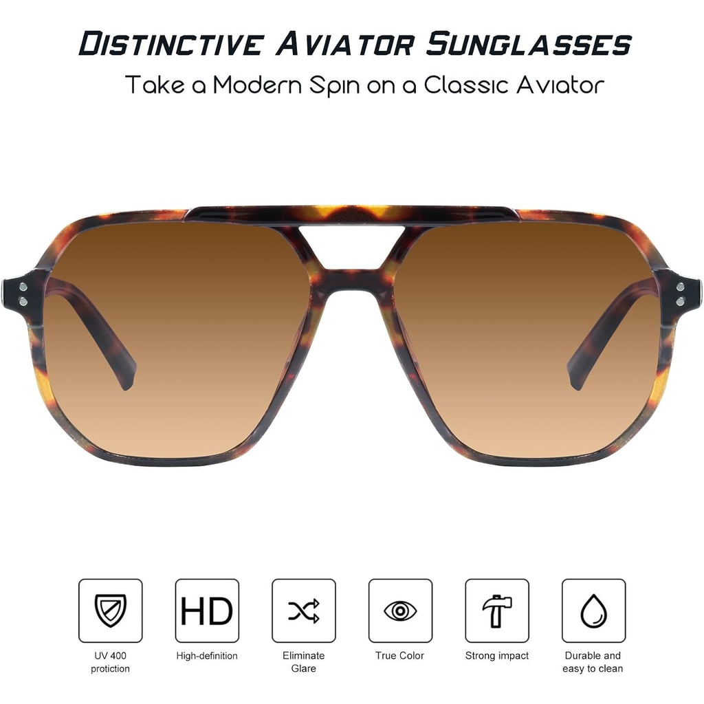 mosanana Oversized Aviator Sunglasses for Women and Men with Polarized Lens MS52243 C7-tortoise