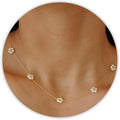 SmileBelle Pearl Necklaces, Daisy Pearls Choker for Women's Pearl Strand Necklaces as Silver and Gold Choker for Teens, Silver Daisy Birthday Gifts 3 Pearls White Necklace as Prom Bridesmaid gifts