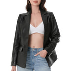 Casual Leather Jacket Women,Lambskin Leather Blazer,Versatile Outfits