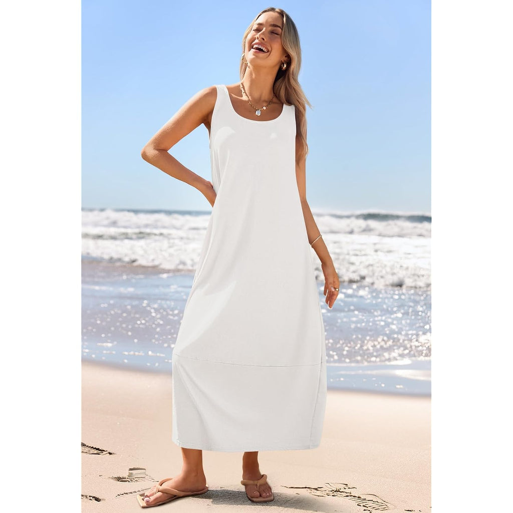 Merokeety Women'S Boho Maxi Sundress 2026 Summer Beach Dress Scoop Neck Sleeveless Loose Tank Dress