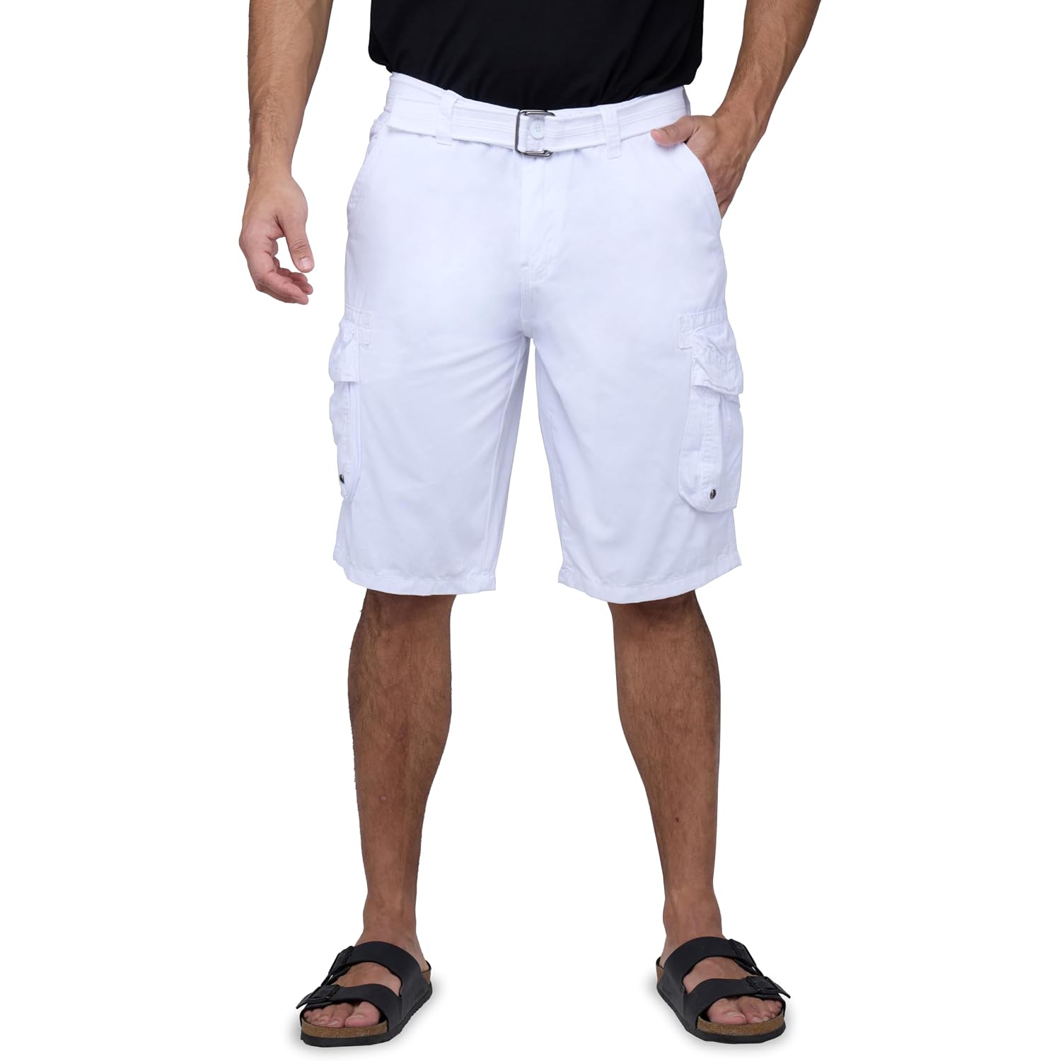X Ray Mens Belted Cargo Shorts, Relaxed Fit Casual Knee Length 12.5" Cargo Shorts For Men (Big And Tall Shorts For Men)