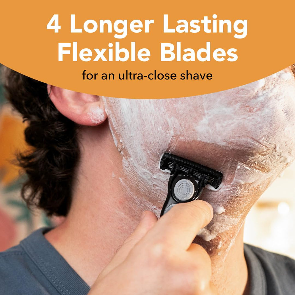 BIC Flex 4 Men's Refillable 4-Blade Razors with 1 Handle and 4 Cartridges, Pivoting Head and Lubricating Strip for Father’s Day