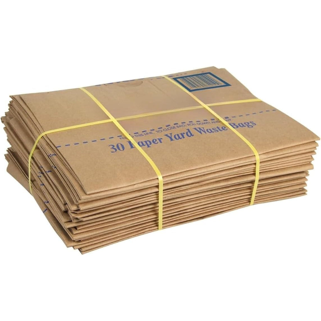 30 Gallon Lawn & Leaf 2-Ply Heavy-Duty Yard Waste Compost Refuse Paper Bags With Necessia Gardening Gloves, Eco-Friendly, Tear Resistant, Self Standing, Biodegredable, Made In Usa, 30 Count