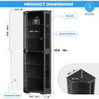 Brottar 71" Tall Corner Display Cabinet With Led Lights & Glass Shelves | 6 Tier Curio Cabinet With Glass Doors, Human Body Sensor, Showcase Display Case For Collectibles, Living Room, Black