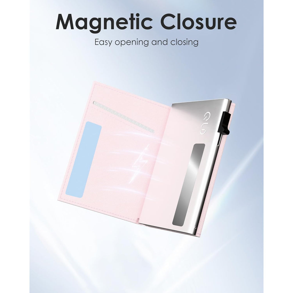 QLD RFID Wallet Women - Small Slim Trifold Wallet Anti-Theft Pop up Card Holder, Minimalist, Ultra Thin, Front Pocket, Premium Leather, 9-11 Cards Capacity | ID Window | Cash Slot