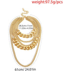 CSIYANJRY99 Chunky Gold Necklaces for Women,Multilayer Punk 80s Hip Hop Necklace,Layered Cuban Link Chain Statement Necklace 90s Freaknik Outfit Accessories for Women