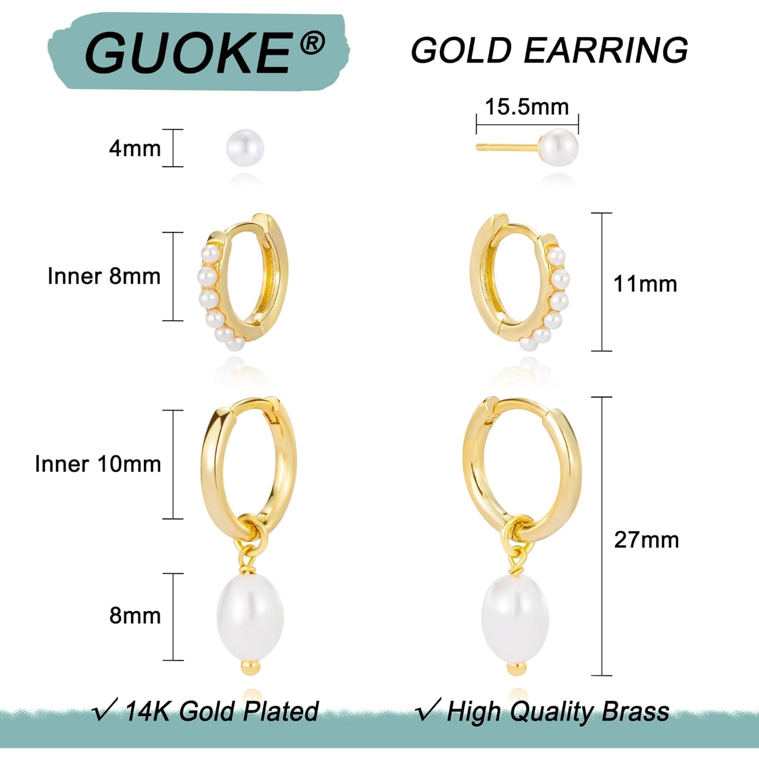 3 Pairs Small Hoop Earring Stacks, 14K Gold/Silver/Black/Rose Gold Plated Pearl Heart Butterfly Bow Star Moon Leaf Diamond Hoop Charm Drop Huggie Earrings Trendy Jewelry Gift for Women