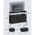 Songmics Bellah Collection - Dresser For Bedroom With App-Controlled Led Lights And Charging Station, Chest Of Drawers, Tv Stand, 5 Drawers, Shelf, Modern, Ink Black Ulgs723Bh02S