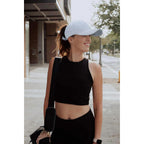 Ponytail Baseball Hat Distressed Retro Washed Womens Twill Black+white
