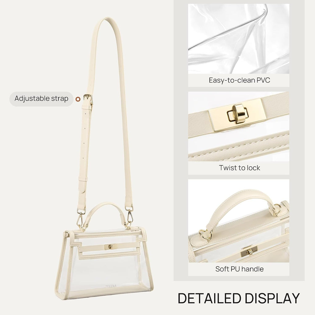 Telena Clear Bag For Stadium Events Pvc Transparent Crossbody Purse For Women With Adjustable Strap For Concerts Game Day