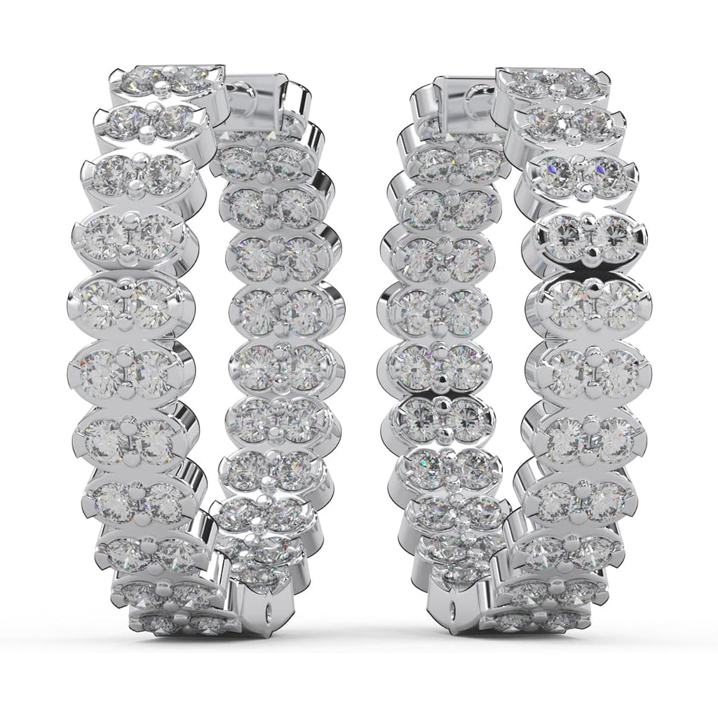 1.06 Ctw Round Cut Natural Diamond Designer Hoop Earrings for Women | 925 Sterling Silver | I-J Color I2-I3 Clarity | Hypoallergenic Fine Jewelry | Elegant Gift Box Included