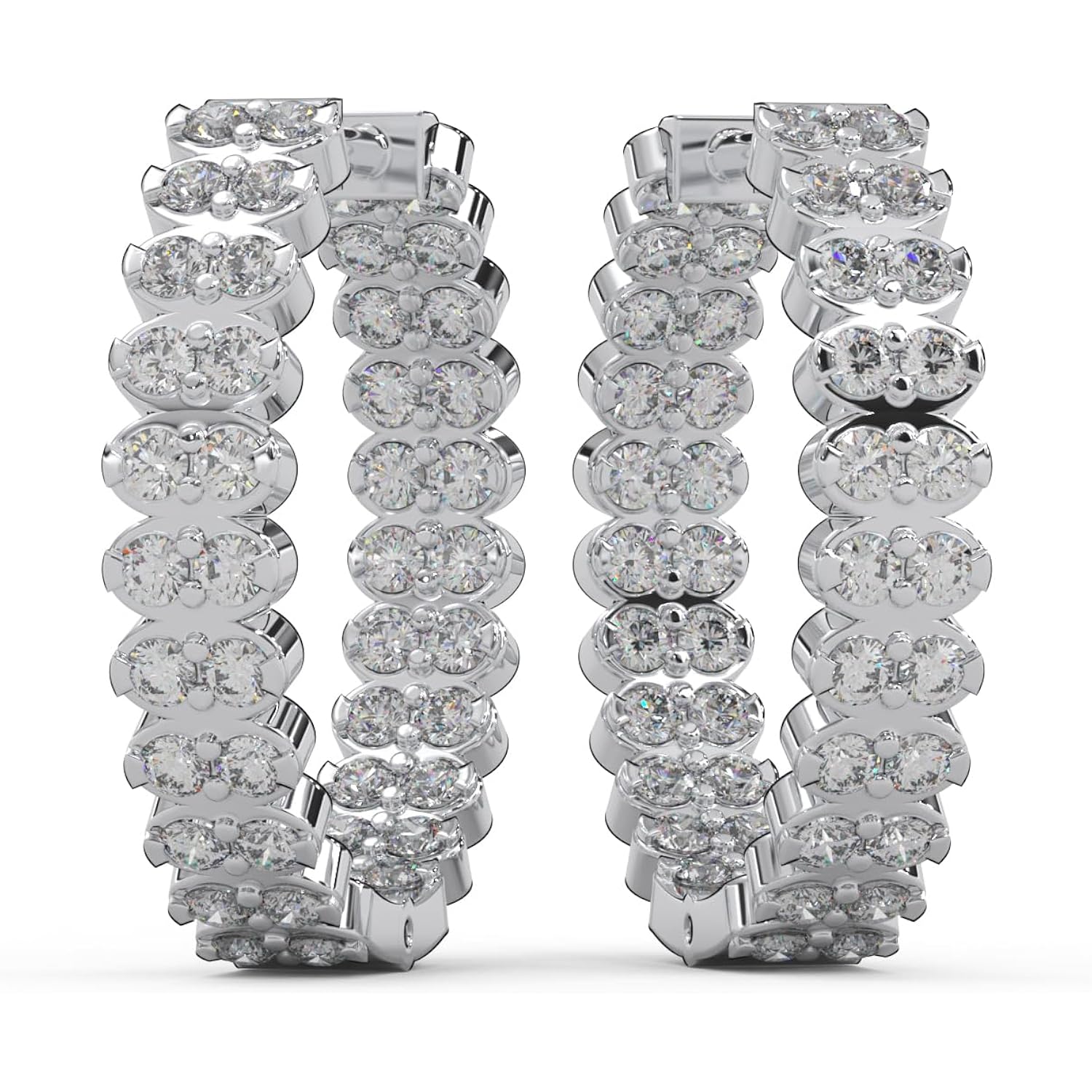 1.06 Ctw Round Cut Natural Diamond Designer Hoop Earrings for Women | 925 Sterling Silver | I-J Color I2-I3 Clarity | Hypoallergenic Fine Jewelry | Elegant Gift Box Included
