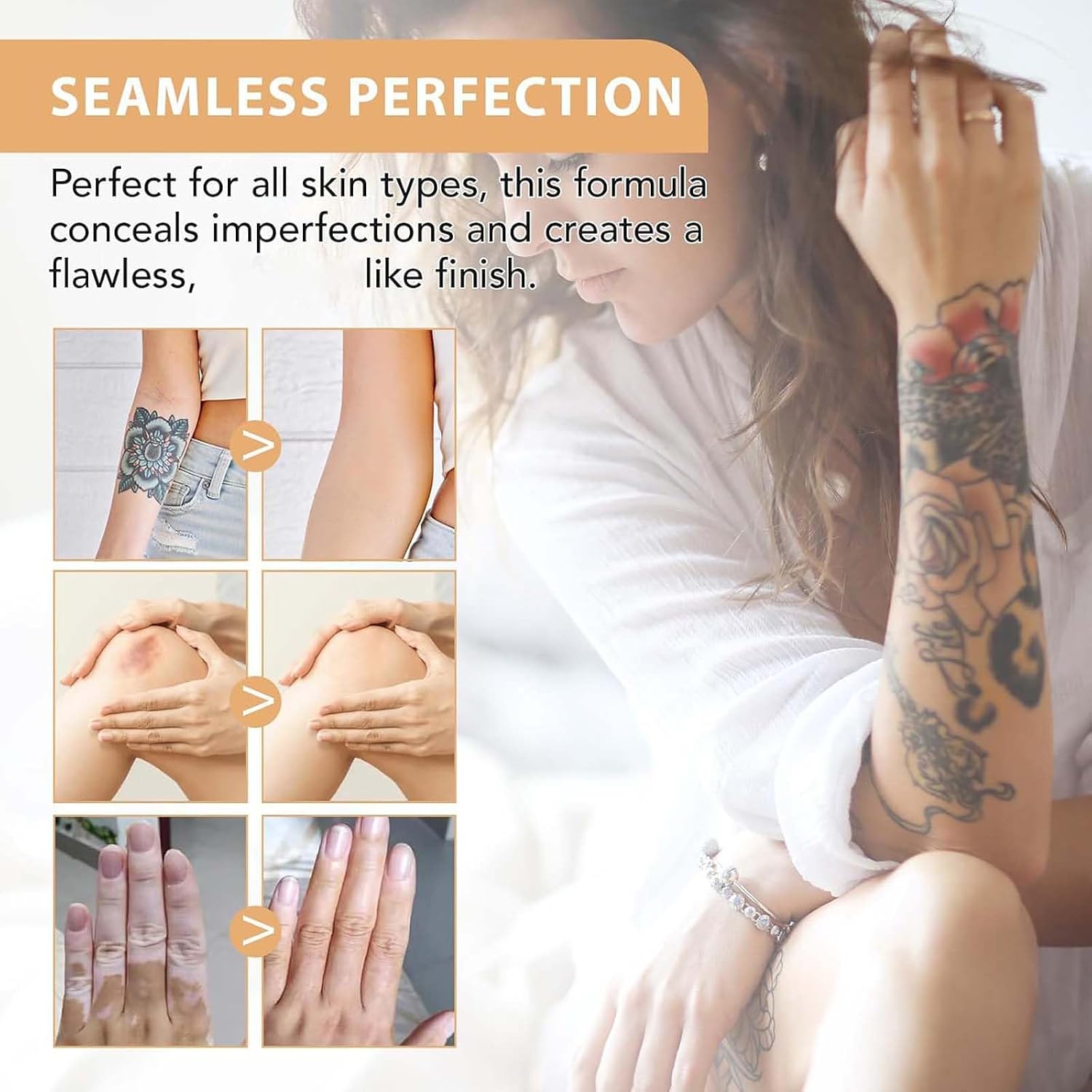 Tattoo Cover Up Makeup Waterproof, Leg Makeup Cream, Body Coverage Perfector, Body Makeup Waterproof No Transfer, Long Lasting Body Foundation