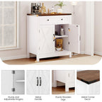 30" Coffee Bar Station, Kitchen Sideboard Buffet Cabinet With A Drawer And Adjustable Shelf, Modern Farmhouse Storage Cabinet For Kitchen, Living Room, Entryway, White