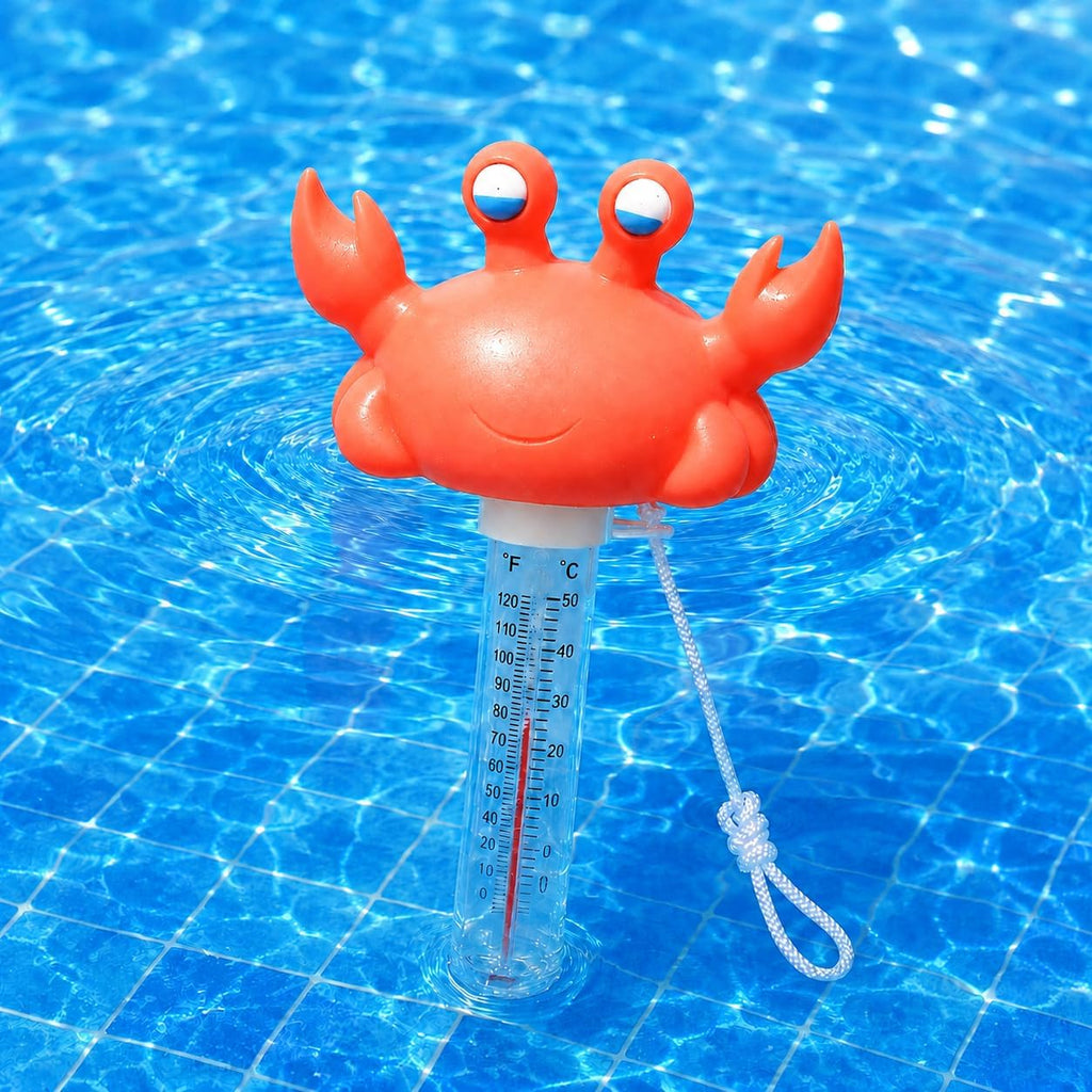 Xy-Wq Floating Pool Thermometer, Large Size Easy Read For Water Temperature With String - Swimming Pools, Spas, Hot Tubs, Ponds (Crab)