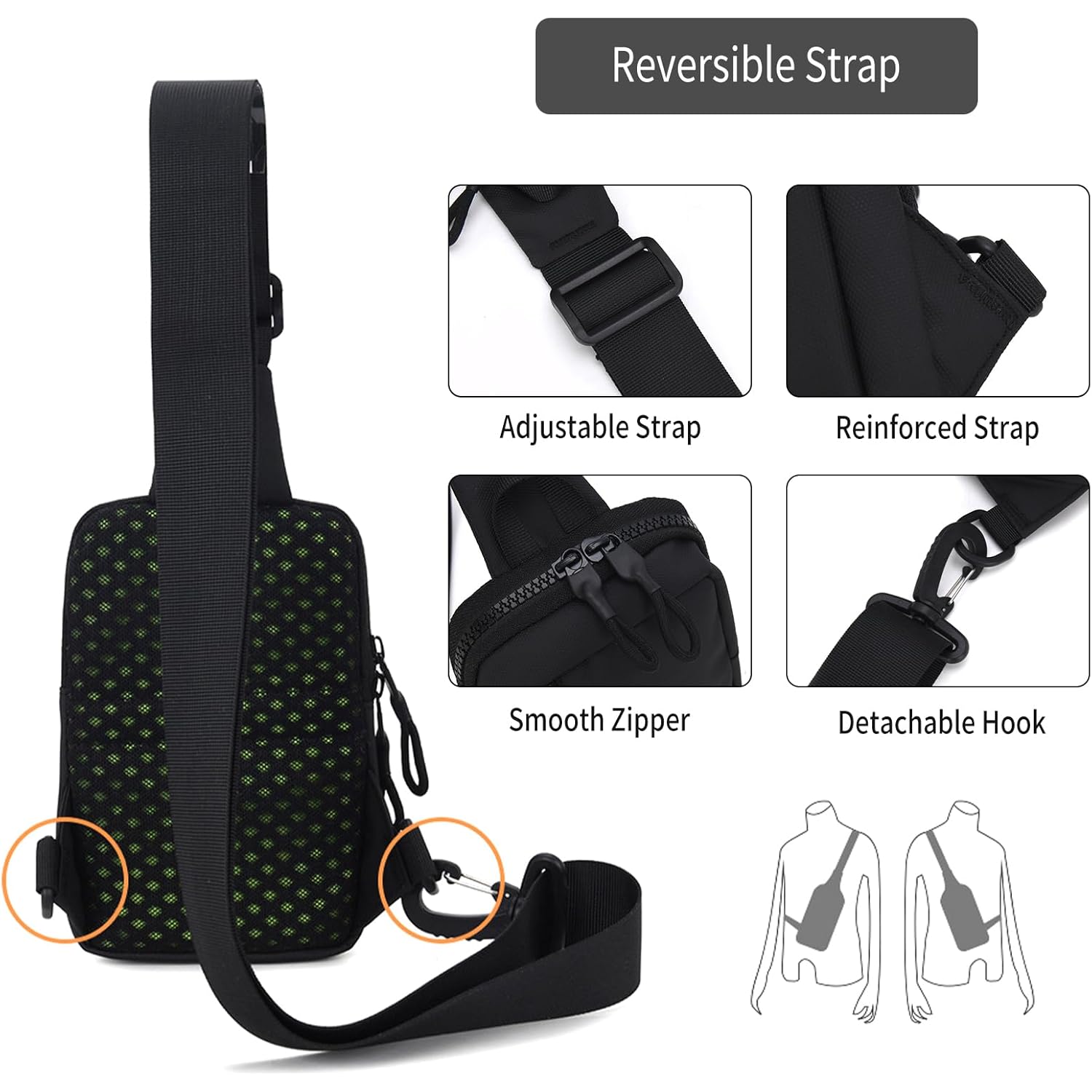Peicees Small Crossbody Bag for Men Women Mini Sling Bag Travel Running Phone Daypack Cross Body Shoulder Bags with Keyholder