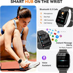 Smart Watch for Women (3 Bands), 1.85'' HD Fitness Tracker with Bluetooth Calls, IPX8 Waterproof Smartwatch for Android iPhone, 112+ Sport Modes, Heart Rate & Breathing Rate Sleep Monitor, Black