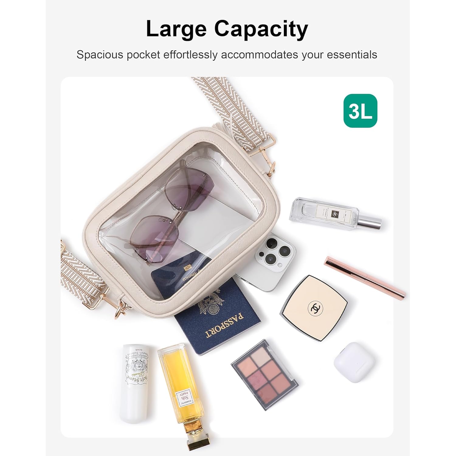 Clear Bag for Stadium Events, Clear Crossbody Purse for Women, Small Stadium Approved Bag for Concerts Games