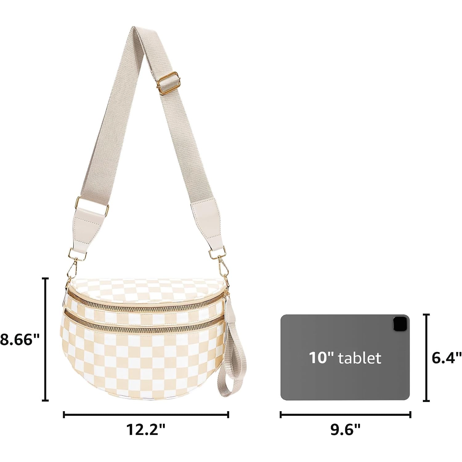 Checkered Crossbody Bag Spacious Bum Bags For Women Nylon Crossbody Fanny Packs Checkered Purse Belt Wallet