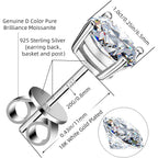 Moissanite Stud Earrings GRA 925 Sterling Silver Earrings for Men 18K White Gold Plating Earrings for Women,wedding earrings(0.3Ct-4Ct)