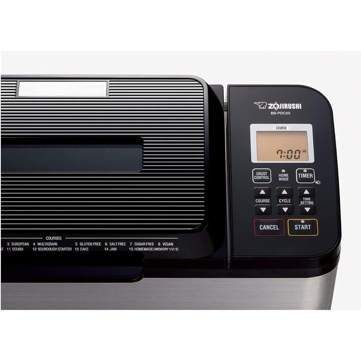 Zojirushi Bb Pdc20Ba Virtuoso Plus 2 Lb Breadmaker, Black | 2-Lb Loaf, Dual Kneading Blades And Lid And Bottom Heaters For Even Baking, Gluten-Free, Vegan And Rapid Programs, 120V/700W