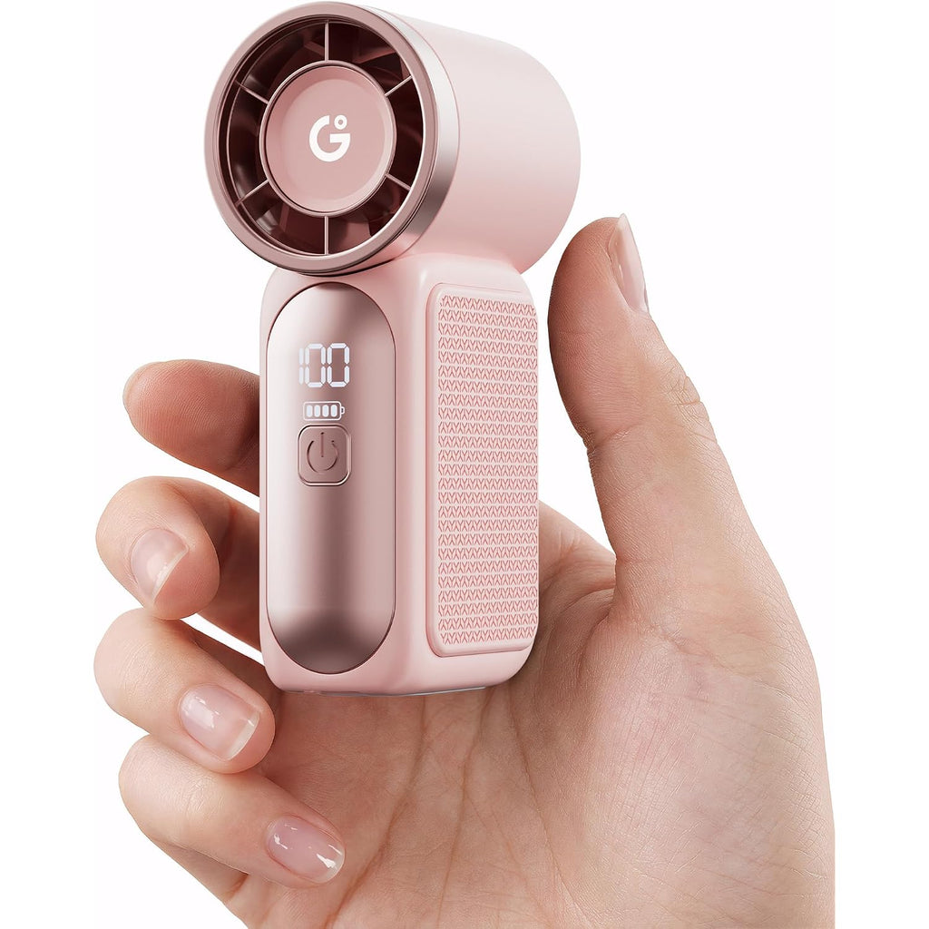 Gaiatop Portable Handheld Mini Fan, 6 Speeds 16900 Rpm High Velocity Personal Fan With Led Display, Usb Rechargeable, Mini Fan With Lanyard For Makeup, Travel, Outdoor Fan For Women Girl Gift, Pink