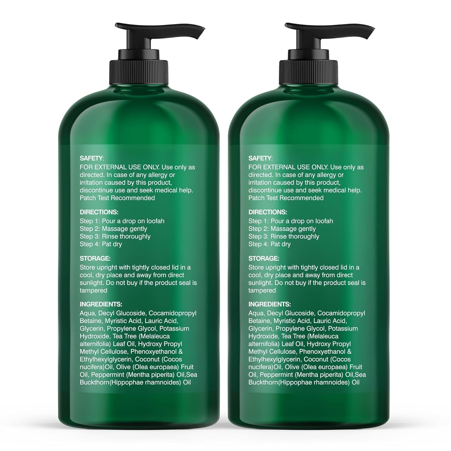 Botanic Hearth Tea Tree Body Wash, 16 Fl Oz (473 Ml) Pack Of 2 | With Tea Tree Oil, Peppermint & Sea Buckthorn | Gently Cleanses, Refreshes & Nourishes Skin | Sulfate & Paraben Free | For Men & Women