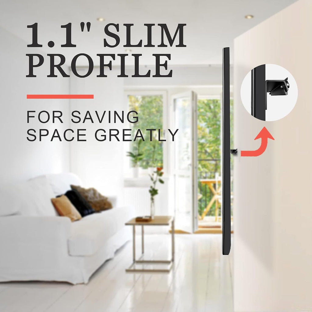 No Stud Tv Wall Mount, 32 To 75 Inch Drywall Studless Tv Bracket, Up To 150 Lbs, No Damage, No Drill, No Screws, Easy Install Low Profile Tvs Mount, Include All Hardware