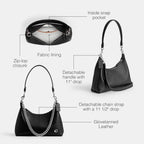 COACH Women's Glovetanned Leather Juliet Shoulder Bag, Black, One Size