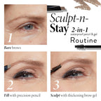 Laura Geller New York Sculpt-N-Stay 2-In-1 Waterproof Eyebrow Pencil & Brow Gel – Dark Brown – Fills Sparse Brows, Defines & Sets – Smudge-Proof, Long-Lasting, Natural Finish