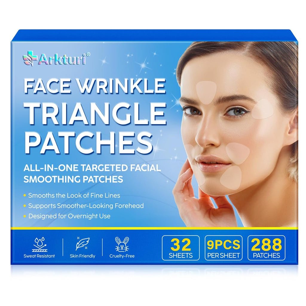 Face Wrinkle Triangle Patches, 288 Facial Patches For Forehead, Smile Line, Elevens, Crows Feet, Anti Wrinkle Patches For Forehead, Mouth, Under Eyes, Face Overnight Skin Care (1 Count (Pack Of 288))