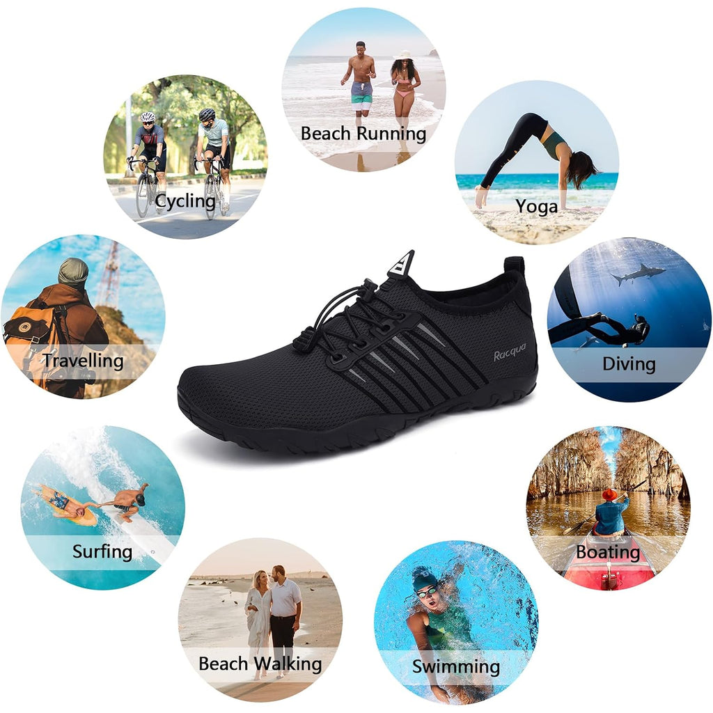 Racqua Water Shoes Quick Dry Barefoot Water Aqua Sport Beach Pool Swim Surf Diving For Men Women