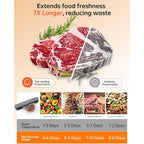 75kPa Vacuum Sealer Machine, Compact Vacuum Sealer for Food, 4-in-1 Food Sealer, Digital Timer, Moist/Dry, Pulse, Seal Modes, with 20 Vacuum Bags, Black