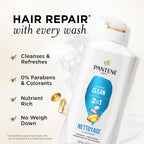 Pantene 2-In-1 Shampoo & Conditioner, Classic Clean - Pro-V Nutrients For Dry, Color-Treated Hair, Healthy Looking Hair Every Wash, Antioxidant-Rich, 27.7 Oz Each, 2-Pack + Rescue Shot (0.5 Oz)