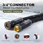 Garden Hose, Flexible Water Hose, Ultra Lightweight Non-Expanding Hose With 10 Function Sprayer, Leak Proof, Pressure Resistant For Yard, Outdoor (Black, 50Ft)