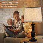 Drum Lampshades Set Of 2, Fabric Lampshades For Table & Floor Lamps, Medium Size 13" Top X 11" Bottom X 10" High, Natural Linen Hand Crafted, Lamp Shade Harp Holder Included