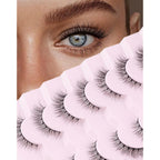 Natural Lashes Wispy Lashes Natural Look False Eyelashes Soft Fluffy Fake Eyelashes 7 Pairs D1 Natural (6-13Mm)