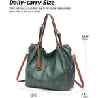 Vintage Pu Hobo Shoulder Bag, Bucket Tote With Rivet Detail Purse