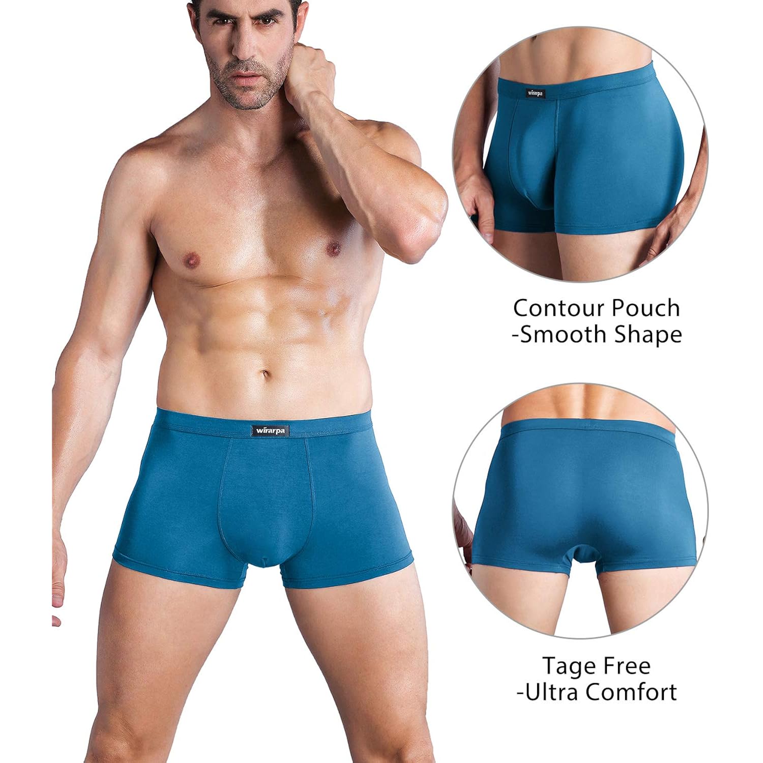 Wirarpa Men'S Breathable Modal Microfiber Trunks Underwear Covered Band Multipack