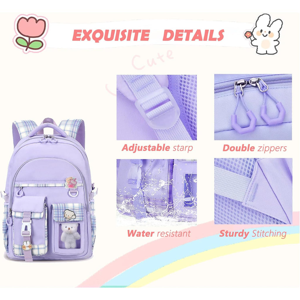 Girls Backpack,Cute School Backpack For Girls Kids Teens | Kawaii Bookbag For Primary Elementary